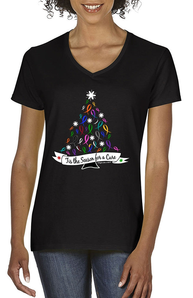 "'Tis the Season" Ladies V-Neck T-Shirt - Black
