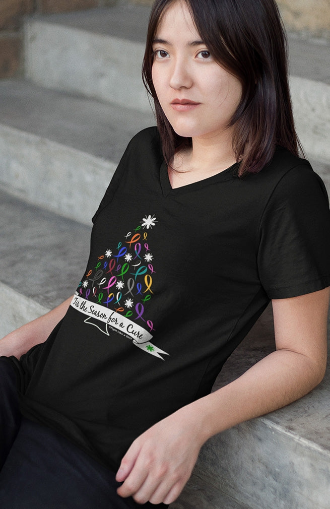 "'Tis the Season" Ladies V-Neck T-Shirt - Black