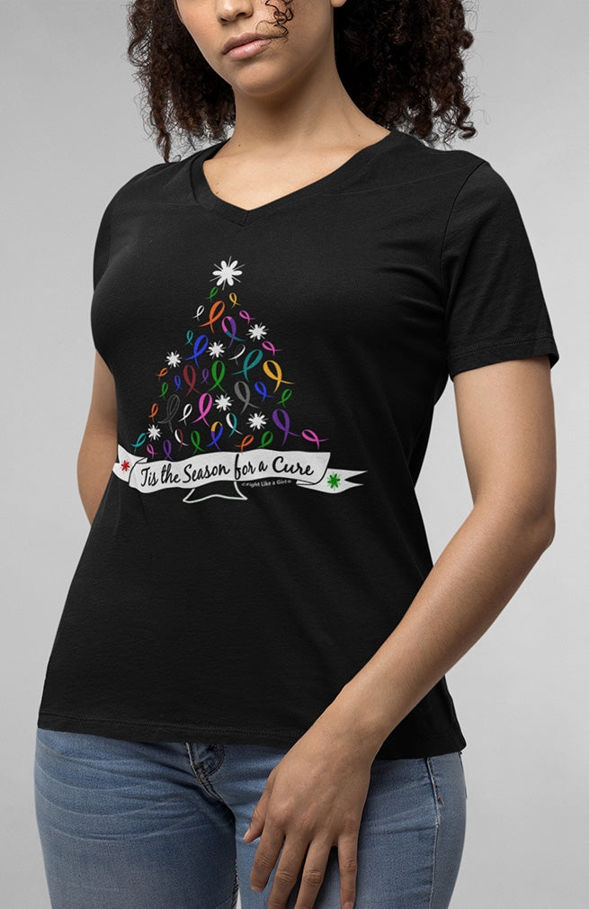 "'Tis the Season" Ladies V-Neck T-Shirt - Black