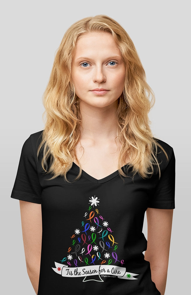 "'Tis the Season" Ladies V-Neck T-Shirt - Black