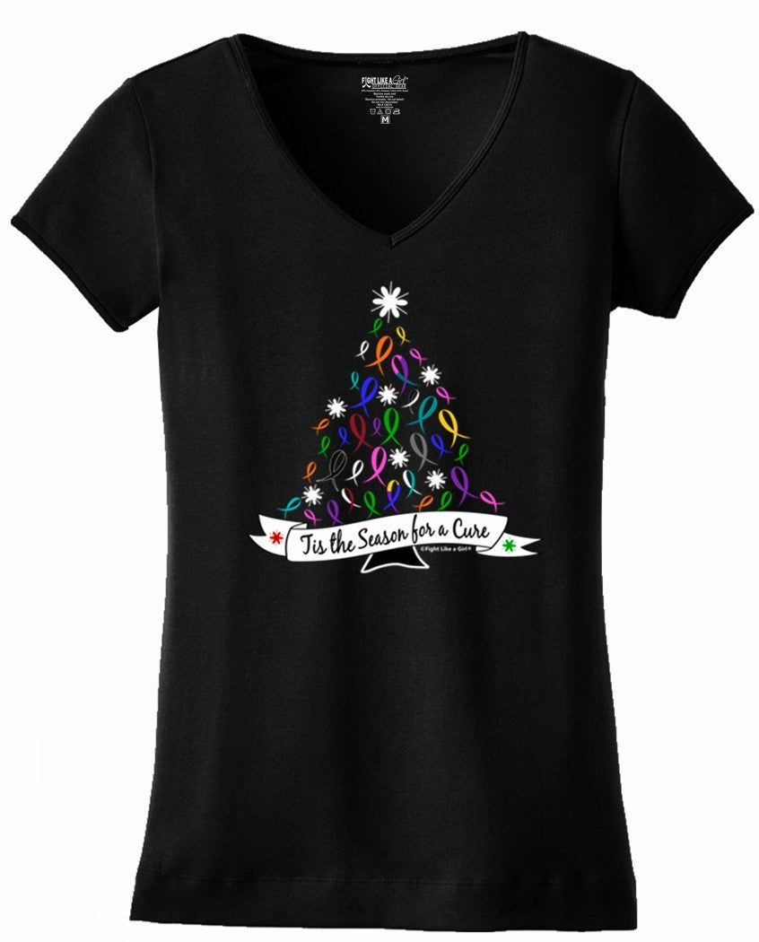 "'Tis the Season" Ladies V-Neck - T-Shirt - Black