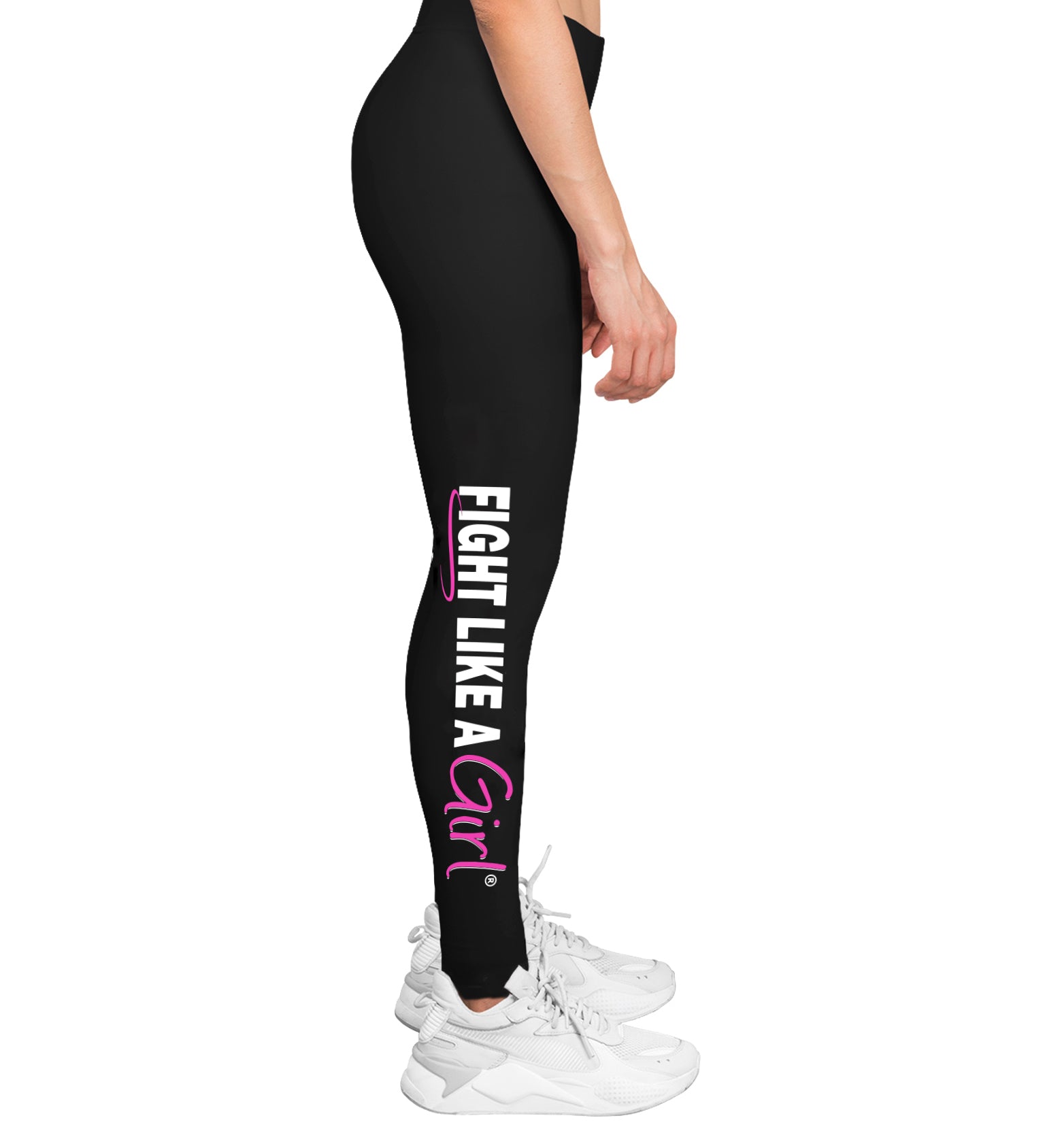 Fight Like a Girl Hybrid Women's Leggings - Black w/ Hot Pink