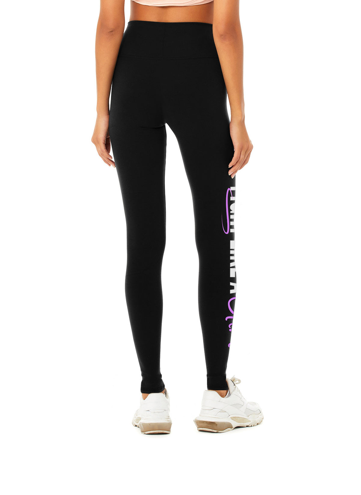 Fight Like a Girl Hybrid Women's Leggings - Black w/ Light Purple