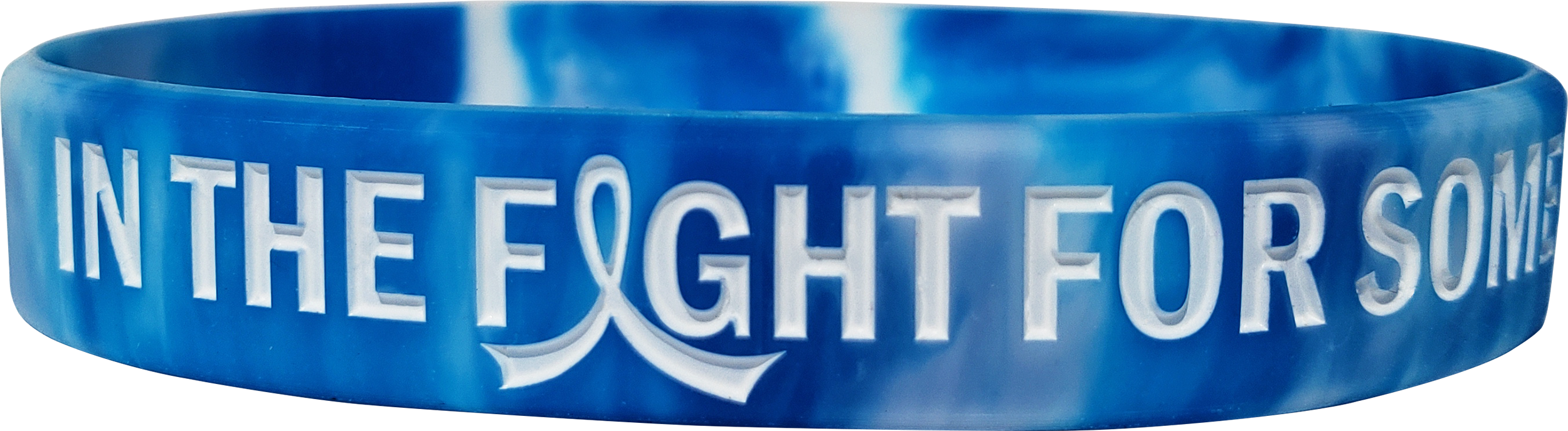 "In The Fight" Ink-Filled Silicone Wristband Bracelet - Blue, White