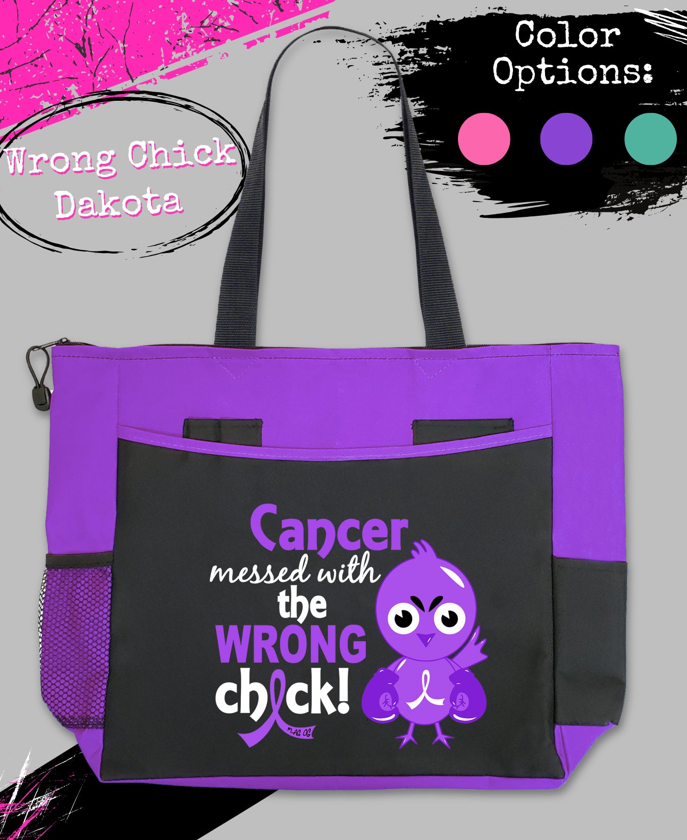 Wrong Chick Dakota Tote Bag - Black w/ Purple